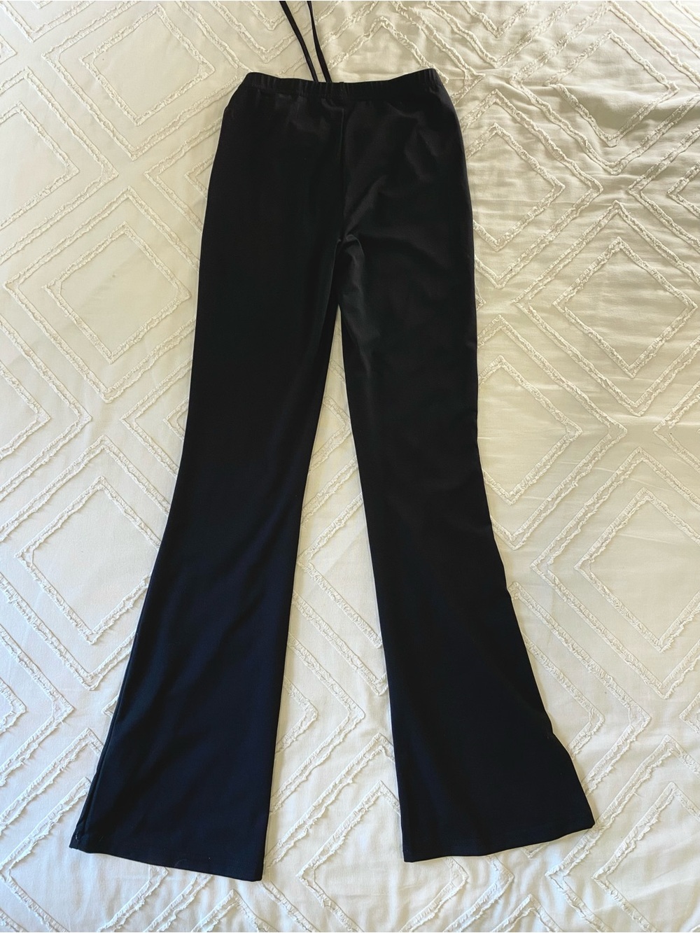 Black Ruched Front Drawstring Pants - Picture 3 of 4